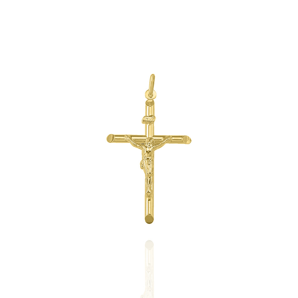 Solid Yellow Gold Crucifix Medium
