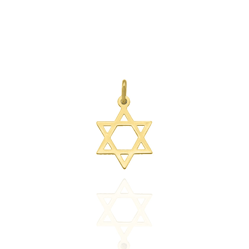 14KT Solid Yellow Gold Star of David Pendant